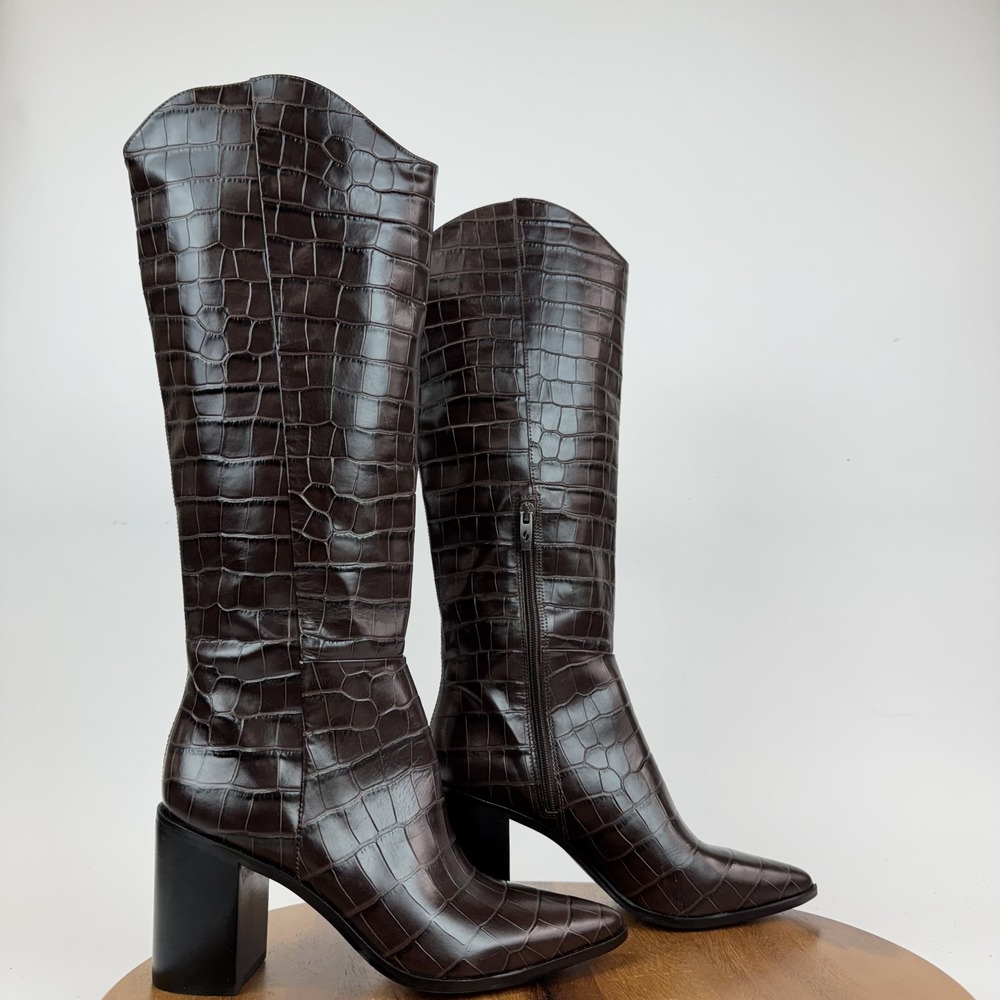 New Womens Sarto‎ By Franco Sarto Ticada Brown Leather Riding Boots Size 9.5 M